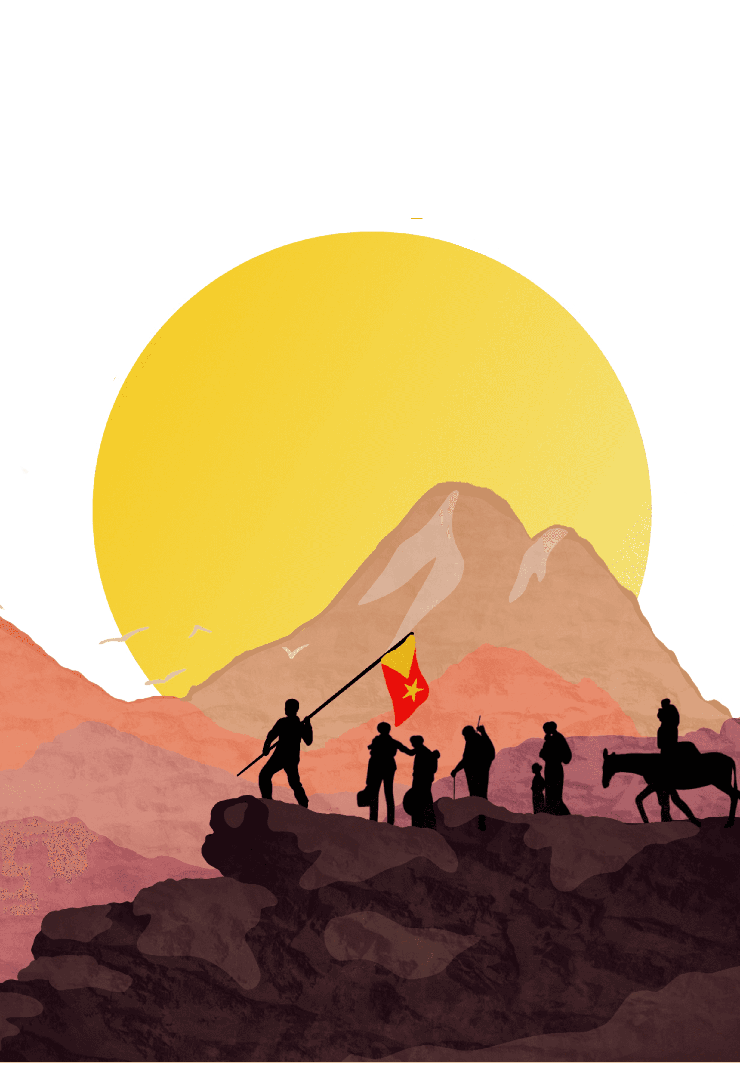 Tigrayans carrying the flag across the mountains